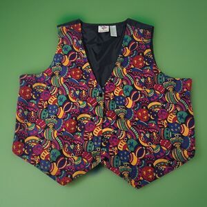 Vtg NutCracker Christmas Colorful Ornaments Vest Women's 24W Multicolor Holiday